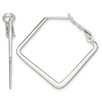 Sterling Silver Rhodium-plated Square Hoop Earrings view 1