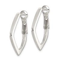 Sterling Silver Rhodium-plated Omega Back Earrings view 2