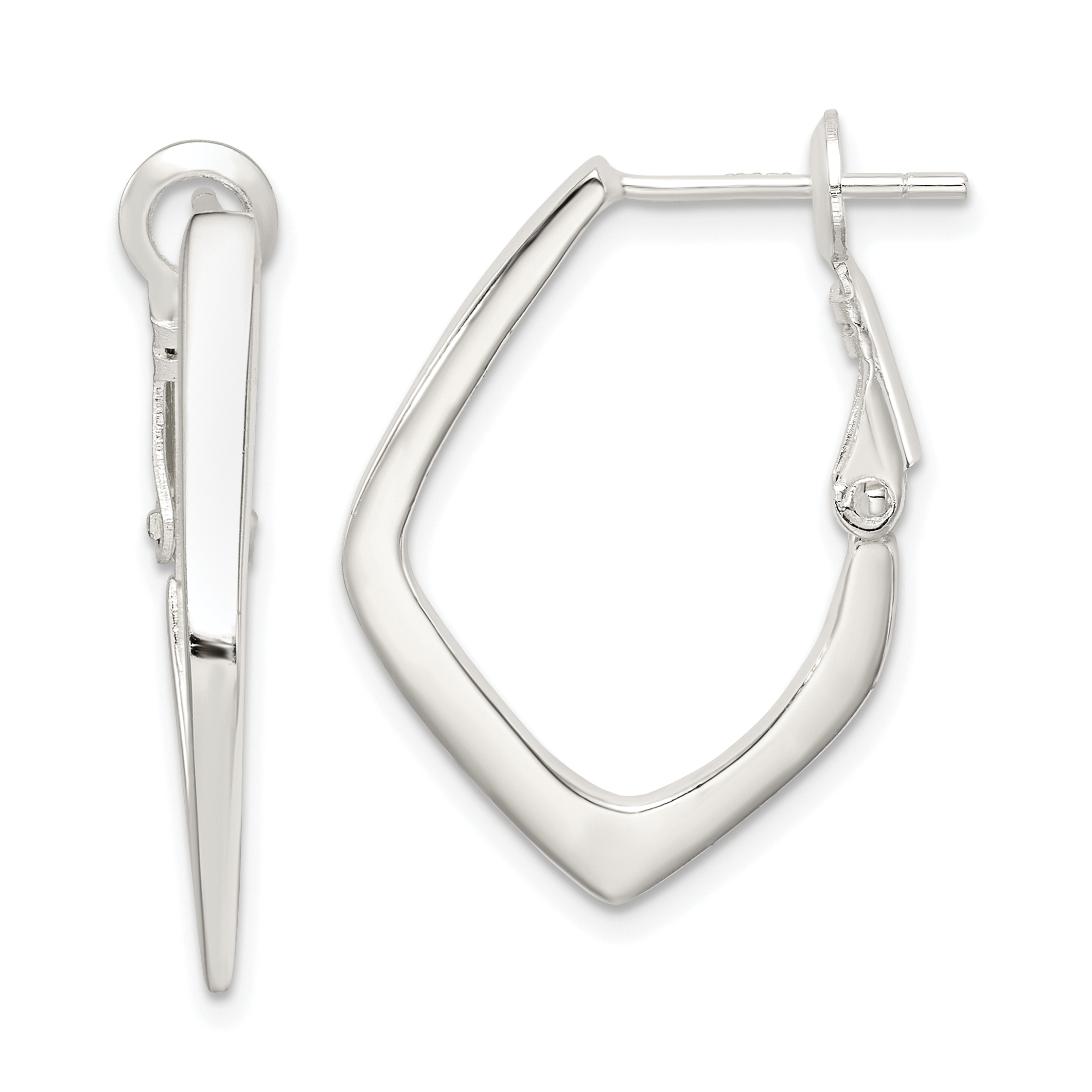 Sterling Silver Rhodium-plated Omega Back Earrings (QE3740)