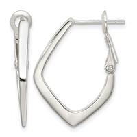 Sterling Silver Rhodium-plated Omega Back Earrings view 1