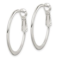 Sterling Silver Flat Hoop Earrings view 2