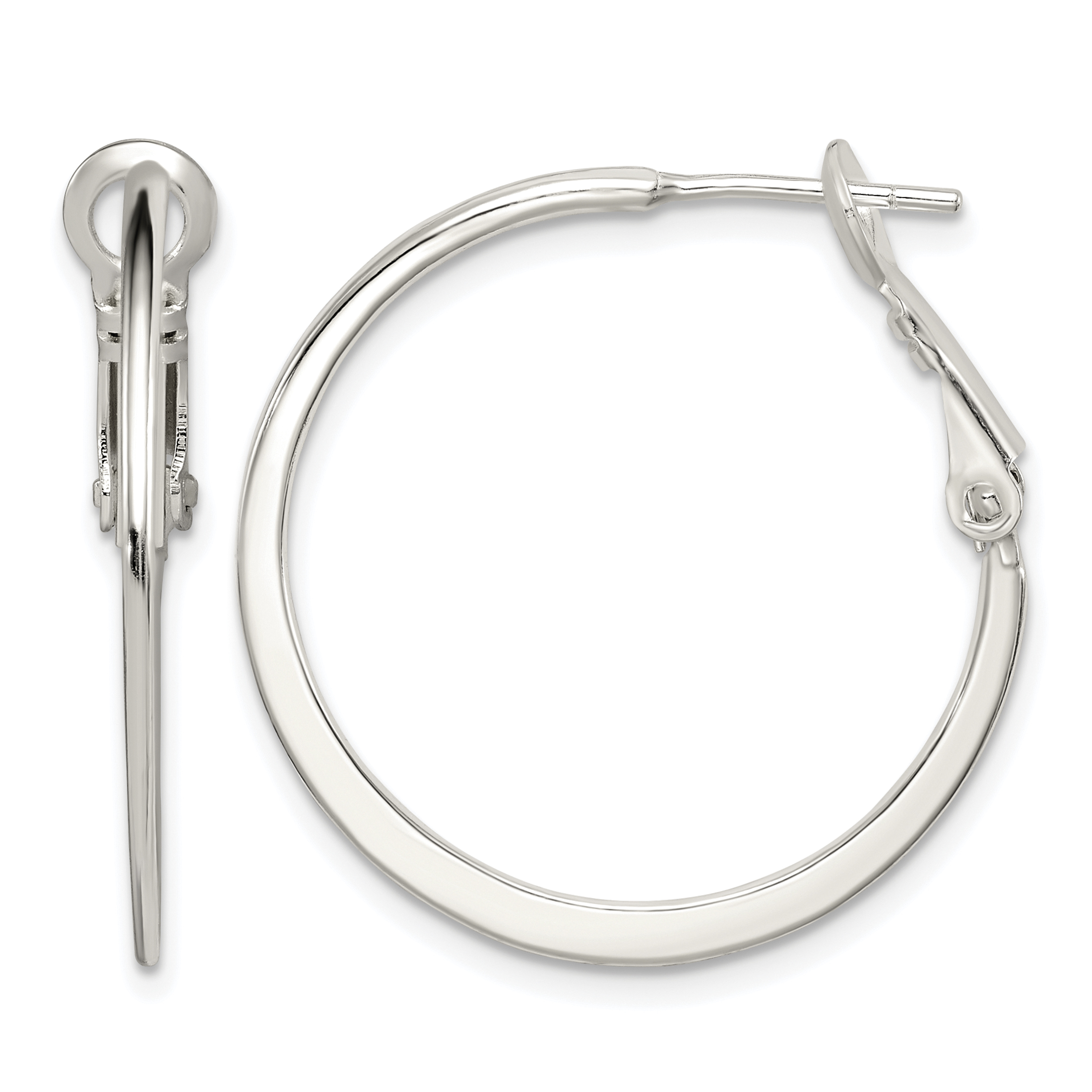 Sterling Silver Flat Hoop Earrings (QE3741)