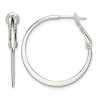 Sterling Silver Flat Hoop Earrings view 1