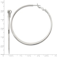 Sterling Silver Polish & Tapered 1.5mm Omega Back Round Hoop Earrings view 4
