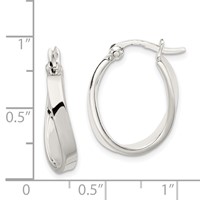 Sterling Silver Polished & Twisted Oval Hoop Earrings view 4
