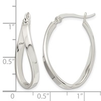 Sterling Silver Polished & Twisted Oval Hoop Earrings view 4