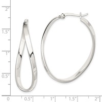 Sterling Silver Polished & Twisted Oval Hoop Earrings view 4