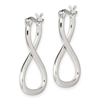 Sterling Silver Polished & Twisted Oval Hoop Earrings view 2