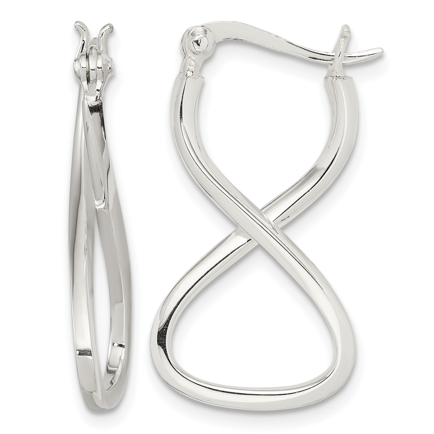 Sterling Silver Polished & Twisted Oval Hoop Earrings (QE3762)