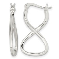 Sterling Silver Polished & Twisted Oval Hoop Earrings view 1