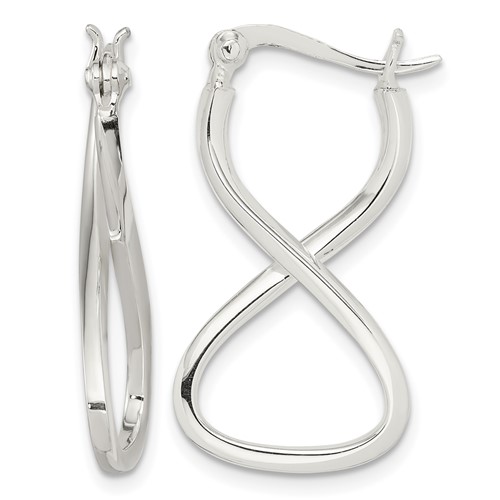 Sterling Silver Polished & Twisted Oval Hoop Earrings
