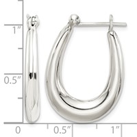 Sterling Silver Polished & Tapered Oval Hoop Earrings view 4