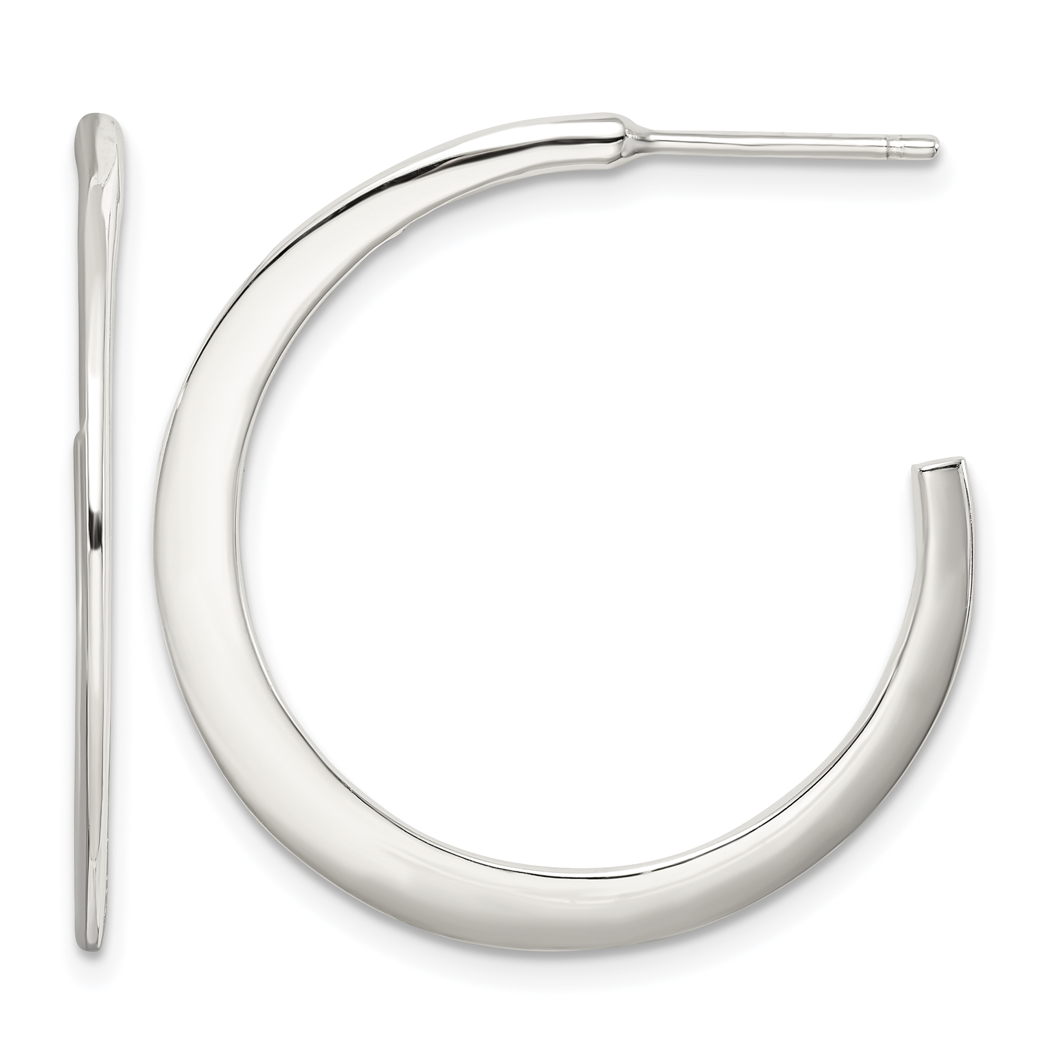 Sterling Silver Post Hoop Earrings (QE3767)