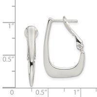 Sterling Silver Rhodium-plated Tapered Omega Back Hoop Earrings view 4