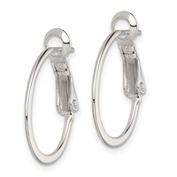 Sterling Silver Rhodium-plated 1.5mm Oval Omega Back Hoop Earrings view 2