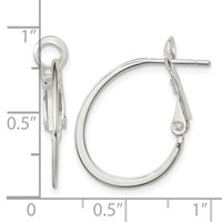 Sterling Silver Rhodium-plated 1.5mm Oval Omega Back Hoop Earrings view 4