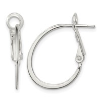 Sterling Silver Rhodium-plated 1.5mm Oval Omega Back Hoop Earrings view 1