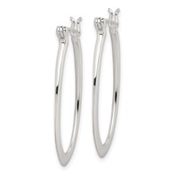 Sterling Silver Polished & Tapered Oval Hoop Earrings view 2