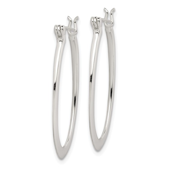 Sterling Silver Polished & Tapered Oval Hoop Earrings