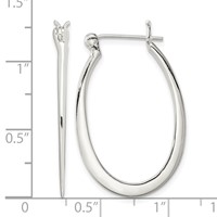 Sterling Silver Polished & Tapered Oval Hoop Earrings view 4