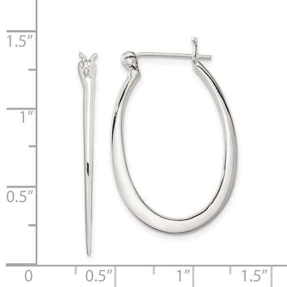 Sterling Silver Polished & Tapered Oval Hoop Earrings