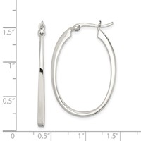 Sterling Silver Tapered 3mm Oval Hoop Earrings view 4