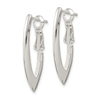 Sterling Silver Tapered Omega Back Hoop Earrings view 2