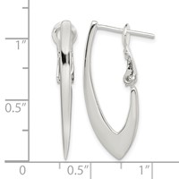 Sterling Silver Tapered Omega Back Hoop Earrings view 4