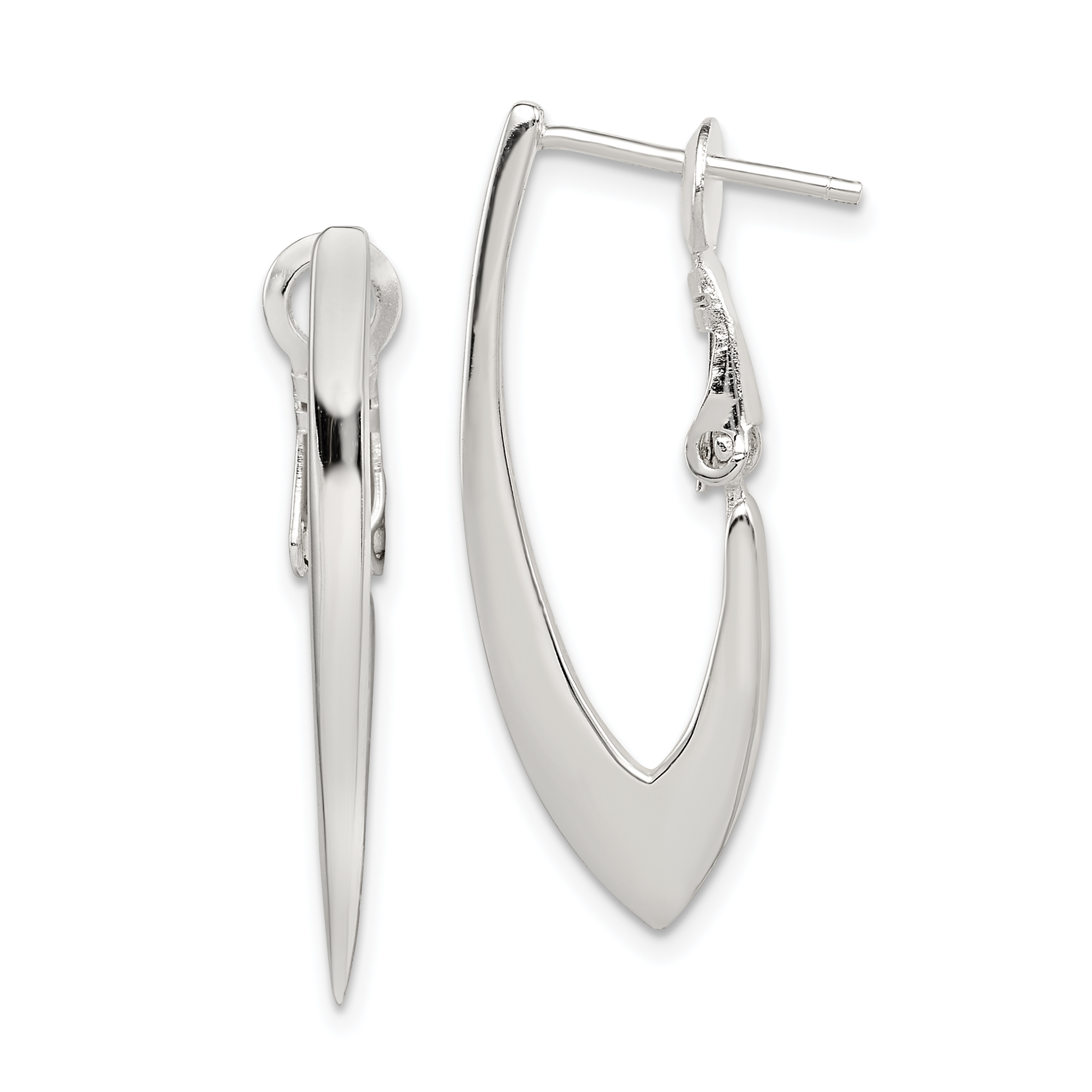 Sterling Silver Tapered Omega Back Hoop Earrings (QE3775)