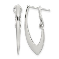 Sterling Silver Tapered Omega Back Hoop Earrings view 1
