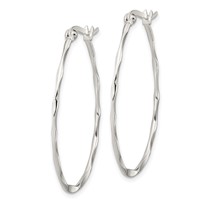 Sterling Silver Polished & Twisted 1.5mm Oval Hoop Earrings view 2
