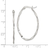 Sterling Silver Polished & Twisted 1.5mm Oval Hoop Earrings view 4