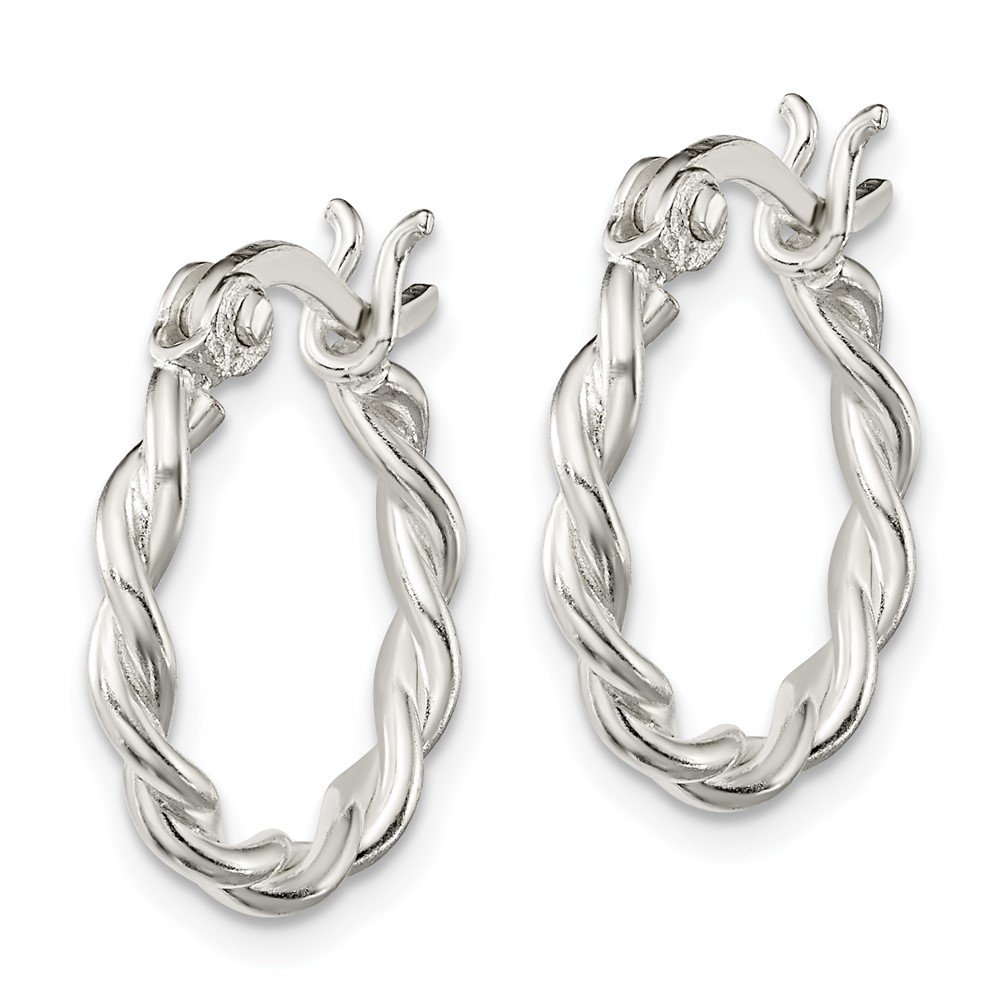 Sterling Silver Satin Twisted 2mm Hoop Earrings (QE3784)