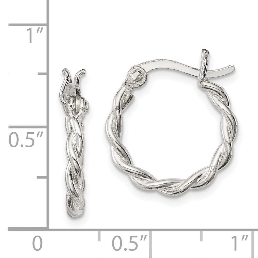 Sterling Silver Satin Twisted 2mm Hoop Earrings (QE3784)