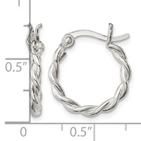 Sterling Silver Satin Twisted 2mm Hoop Earrings view 4