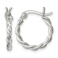 Sterling Silver Satin Twisted 2mm Hoop Earrings view 1