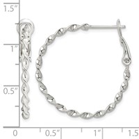 Sterling Silver Rhodium-plated Twisted Omega Back Hoop Earrings view 4