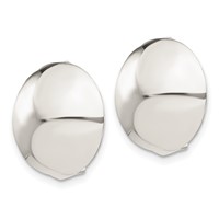 Sterling Silver Polished Non-Pierced 18mm Circle Button Earrings view 2