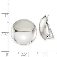 Sterling Silver Polished Non-Pierced 18mm Circle Button Earrings view 4