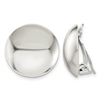 Sterling Silver Polished Non-Pierced 18mm Circle Button Earrings view 1