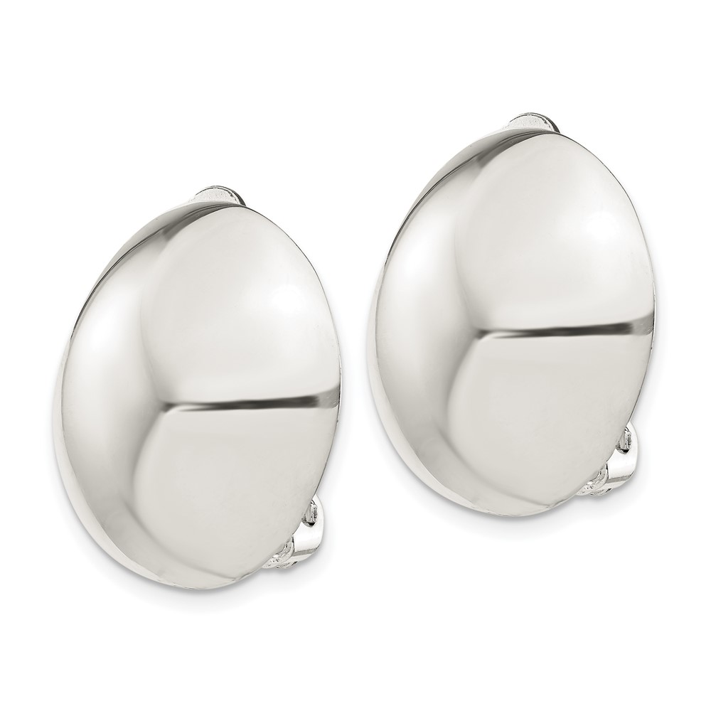 Sterling Silver Polished Non-Pierced 23mm Circle Button Earrings (QE3809)