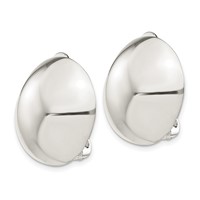 Sterling Silver Polished Non-Pierced 23mm Circle Button Earrings view 2