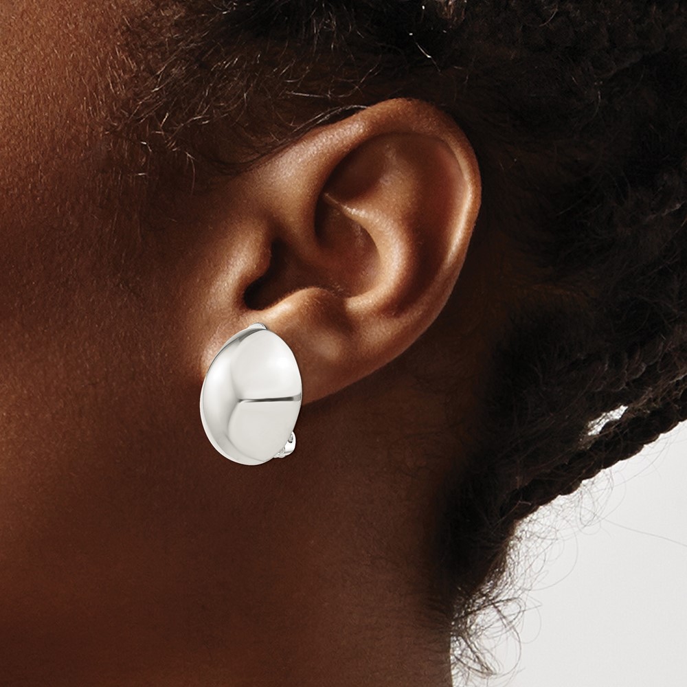 Sterling Silver Polished Non-Pierced 23mm Circle Button Earrings (QE3809)