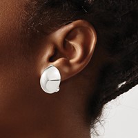 Sterling Silver Polished Non-Pierced 23mm Circle Button Earrings view 3
