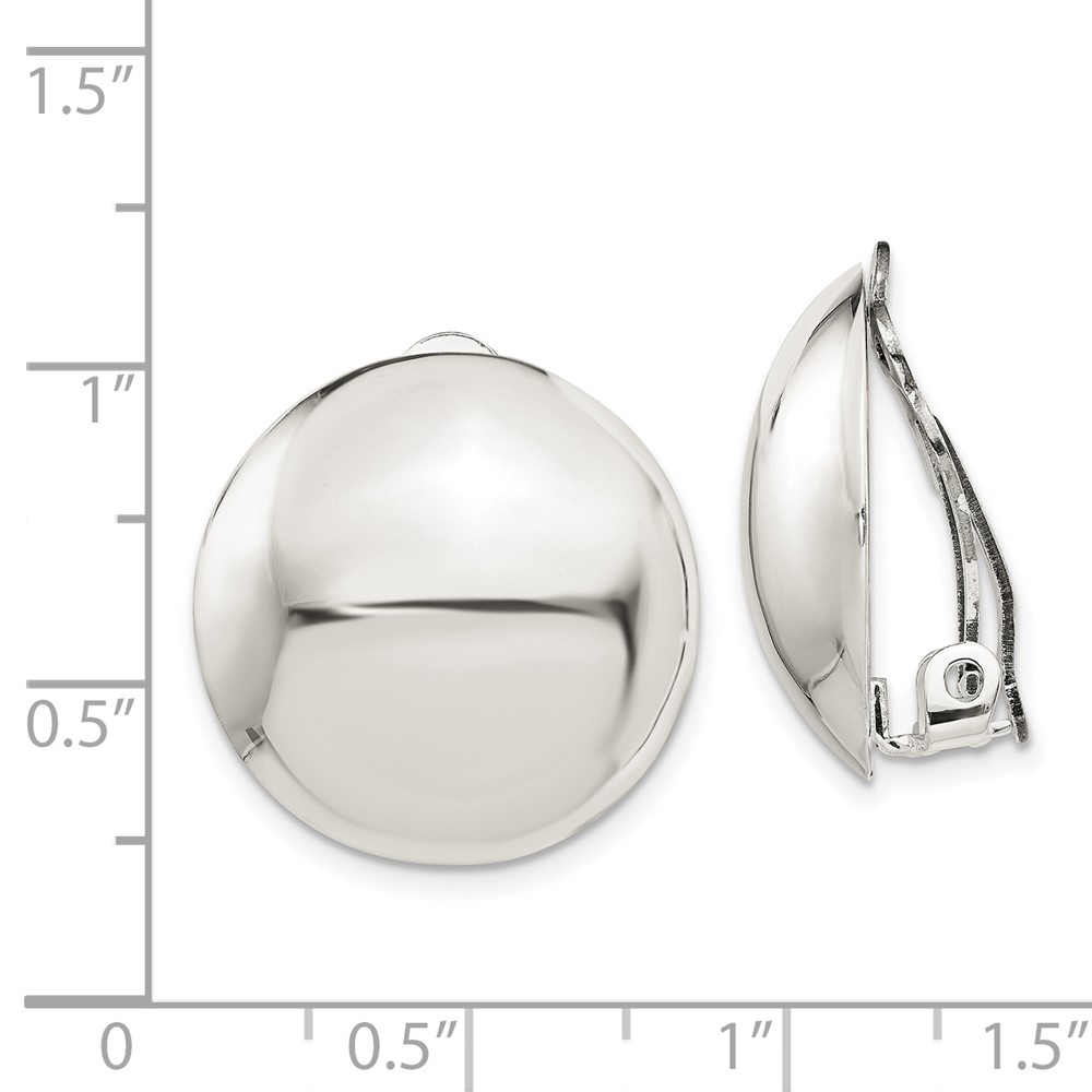 Sterling Silver Polished Non-Pierced 23mm Circle Button Earrings (QE3809)