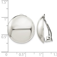 Sterling Silver Polished Non-Pierced 23mm Circle Button Earrings view 4