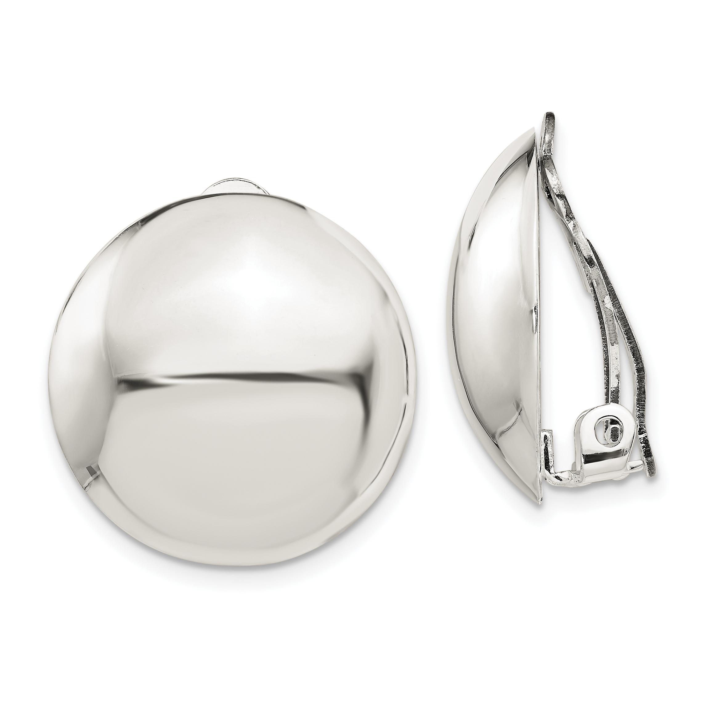 Sterling Silver Polished Non-Pierced 23mm Circle Button Earrings (QE3809)