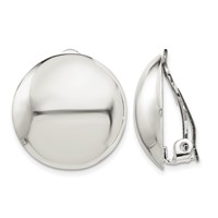 Sterling Silver Polished Non-Pierced 23mm Circle Button Earrings view 1