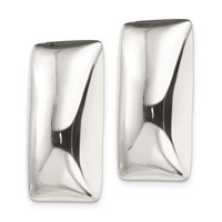Sterling Silver Polished Non-Pierced Rectangle Earrings view 2