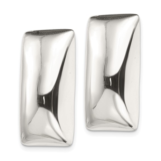 Sterling Silver Polished Non-Pierced Rectangle Earrings